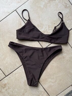 Nyud Swimwear - Brown Scoop Bikini Set